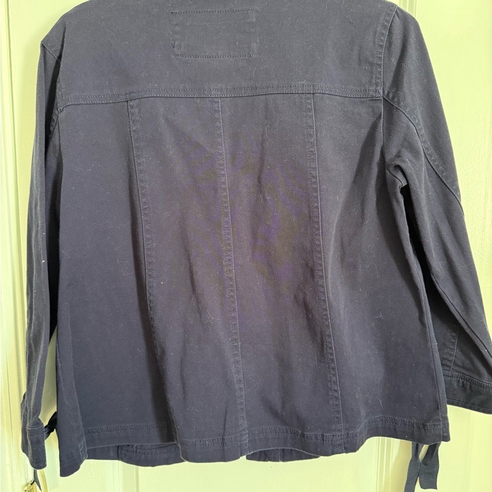Women's Navy Jean Jacket with Gold Accents - Picture 6 of 6